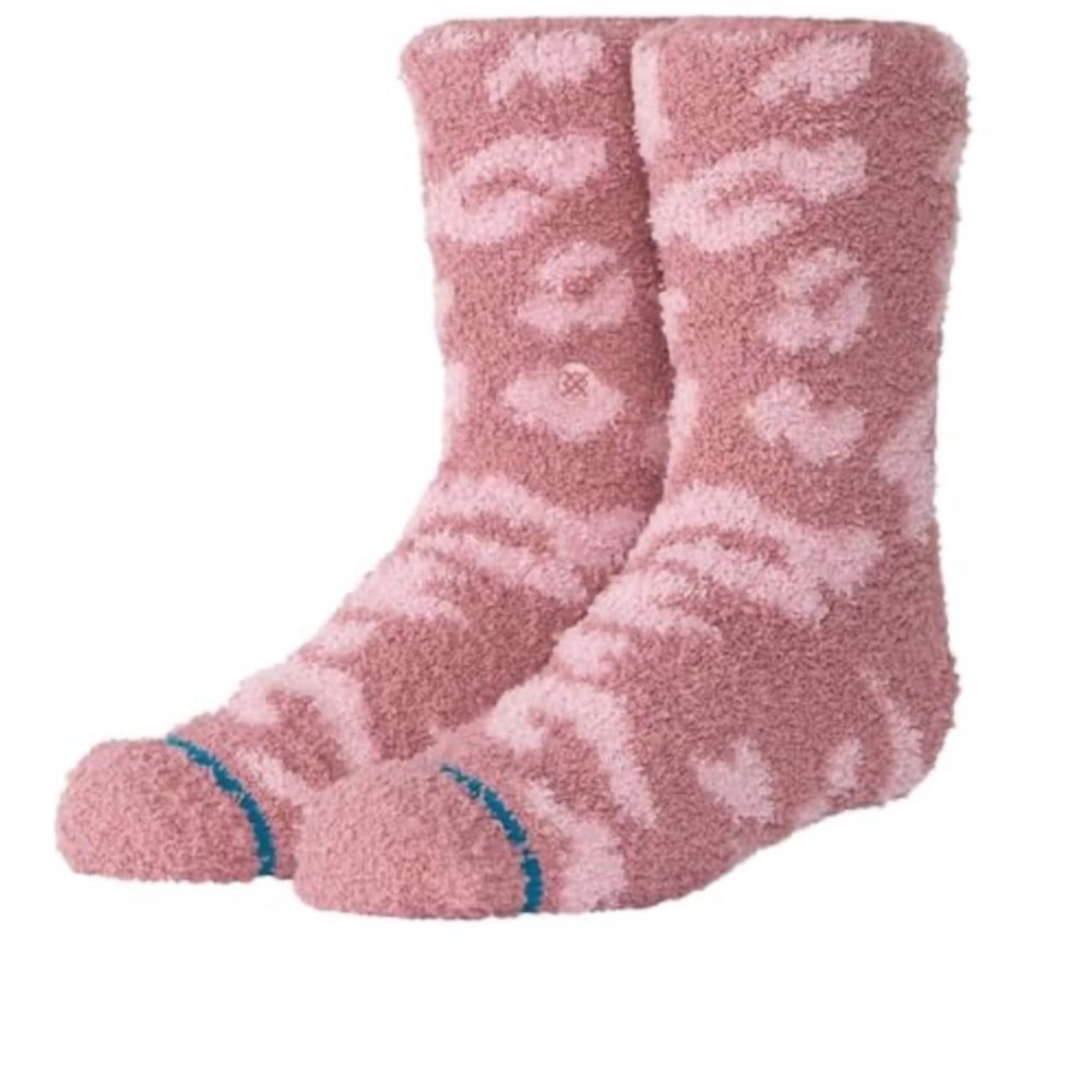 Stance Girl's, Purrfect Kids Crew socks, Dusty Rose, Large (Big Kid)